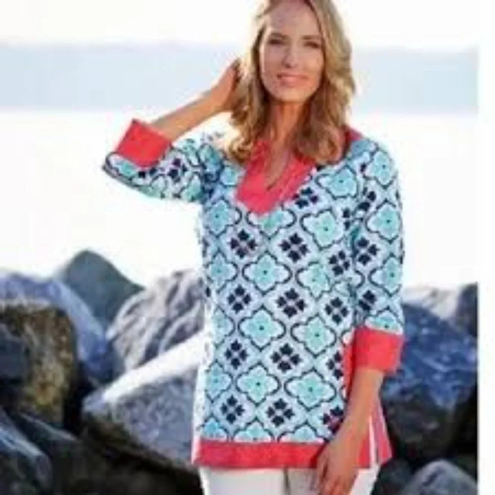 Simply‎ Southern Flower Printed Tunic Size Medium